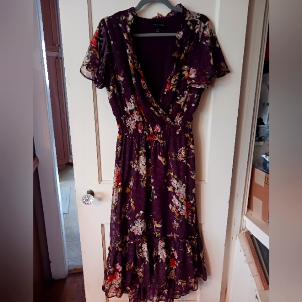Beautiful purple floral ❤️ Lane Bryant flowy dress size 14/16
